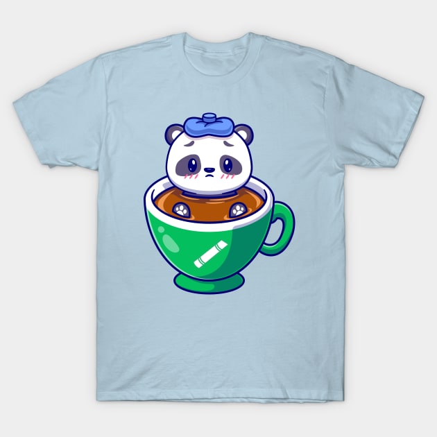 Cute Panda Fever In Coffee Cartoon T-Shirt by Catalyst Labs